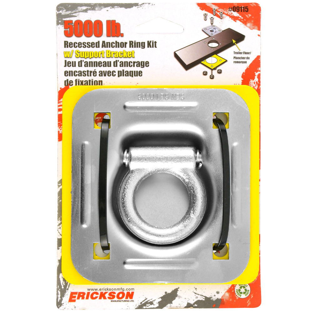 Erickson 5000 lb. Recessed Anchor Ring Kit with Support Bracket 5000LB