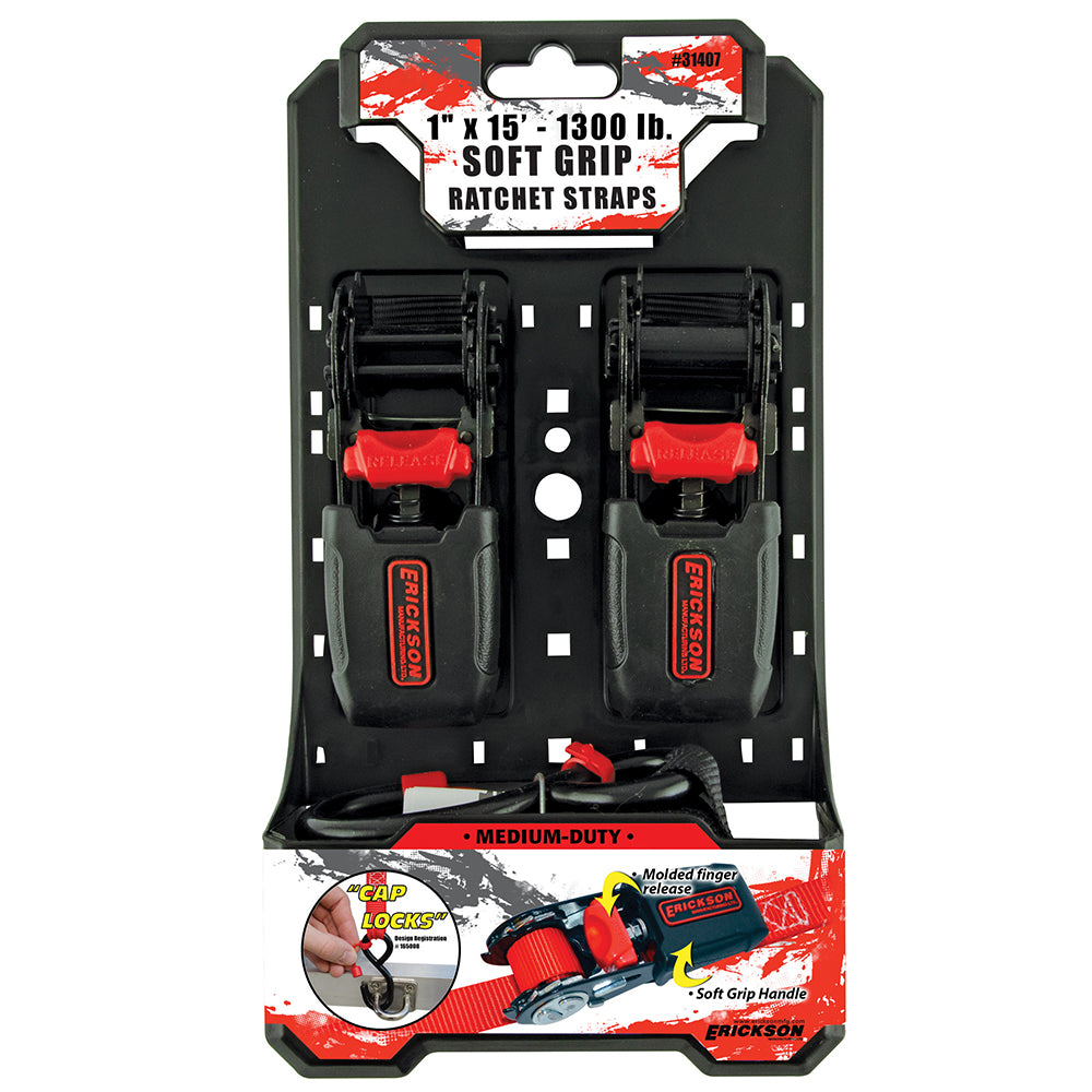Erickson 2PK 1″ x 15′ 1300 lb Soft Grip Ratchet / 1INX15FT