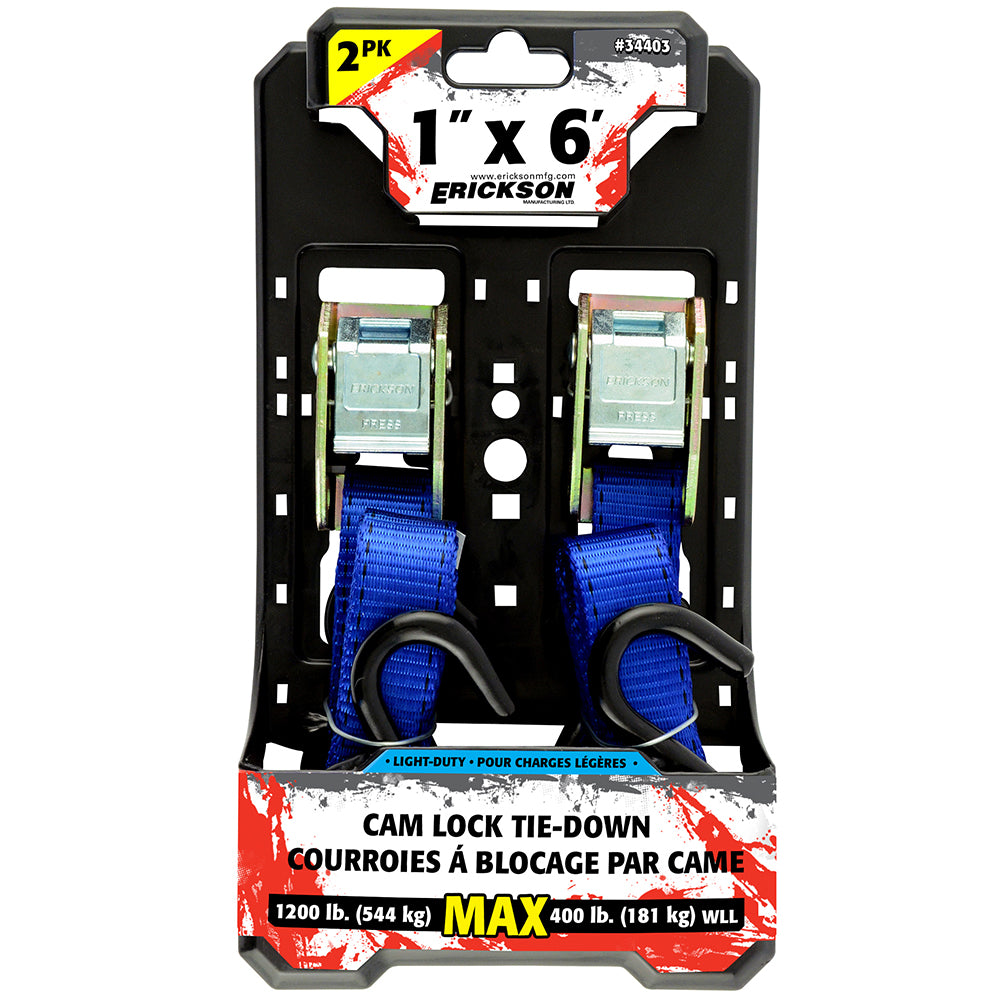 Erickson 1″ x 6′ 1200 lb Cam Lock Tie-Downs BLUE / / 1INX6FT
