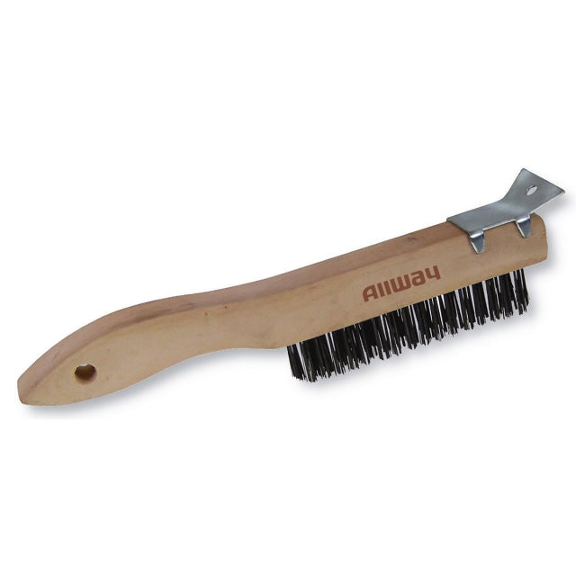 Allway Tools Wood Handle Wire Brush - 4X16, Labelled