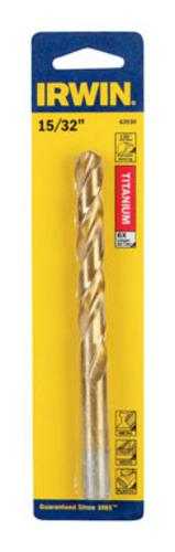 IRWIN INDUSTRIAL TOOL Titanium Nitride Coated HSS Jobber Length Bit 15/32 in.