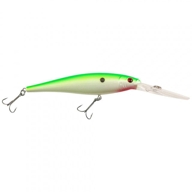 Berkley Flicker Minnow | 1/4 oz | 3in | 7.5cm | 8 | 14'-17' | 4.3m-5.2m | Model #FFMN7D-CPR Chartreuse Pearl
