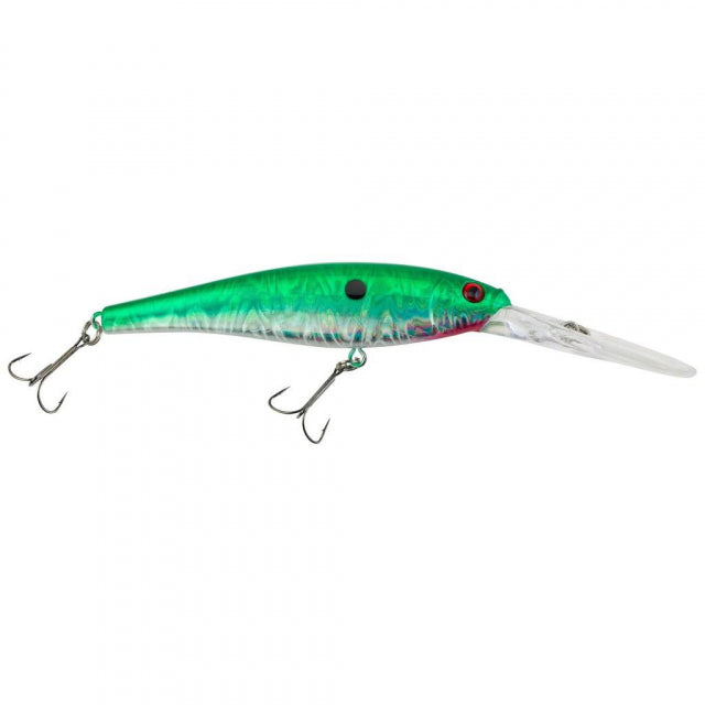 Berkley Flicker Minnow | 1/4 oz | 3in | 7.5cm | 8 | 14'-17' | 4.3m-5.2m | Model #FFMN7D-SLGP Slick Green Pearl