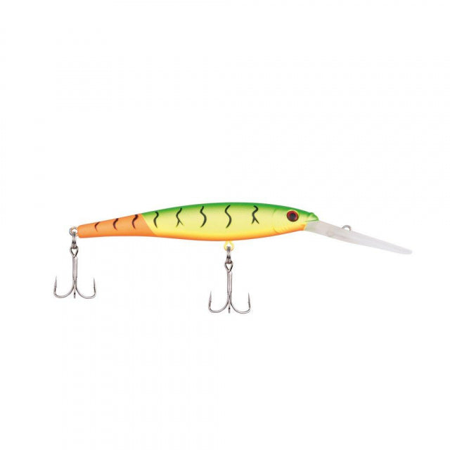 Berkley Flicker Minnow | 1/4 oz | 3in | 7.5cm | 8 | 14'-17' | 4.3m-5.2m | Model #FFMN7D-FTFT Firetail MF Hot Firetiger