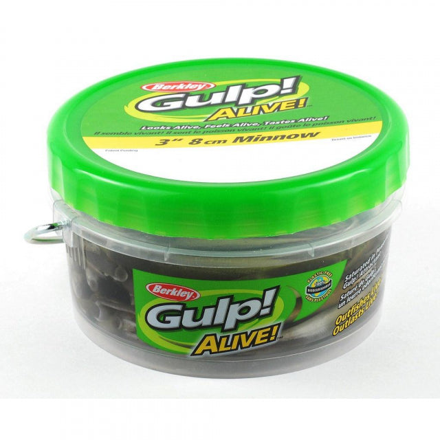Berkley Gulp! Alive! Minnow | 4in | 10cm | Model #GAPMI4-BS Black Shad