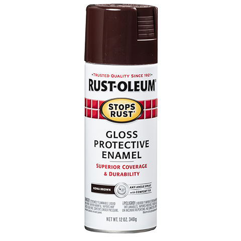 RUST-OLEUM 12 OZ Stops Rust Protective Enamel Spray Paint - Gloss Kona Brown KONA_BROWN / / GLOSS