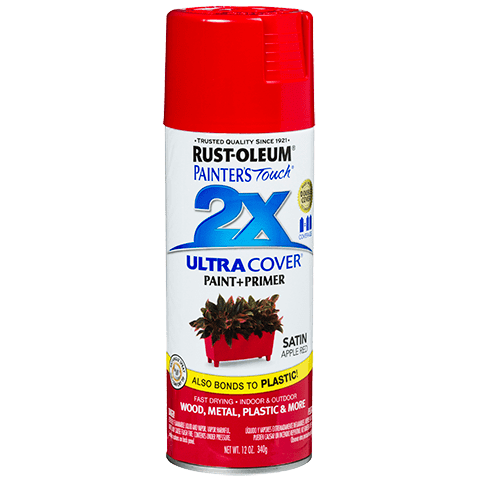 RUST-OLEUM 12 OZ Painter's Touch 2X Ultra Cover Satin Spray Paint - Satin Apple Red APPLE_RED / / SATIN