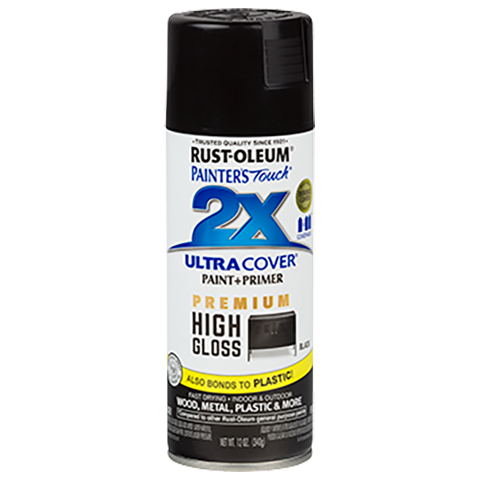 RUST-OLEUM 12 OZ Painter's Touch 2X Ultra Cover High Gloss Spray Paint - Hi Gloss Black BLACK / / HIGH_GLOSS