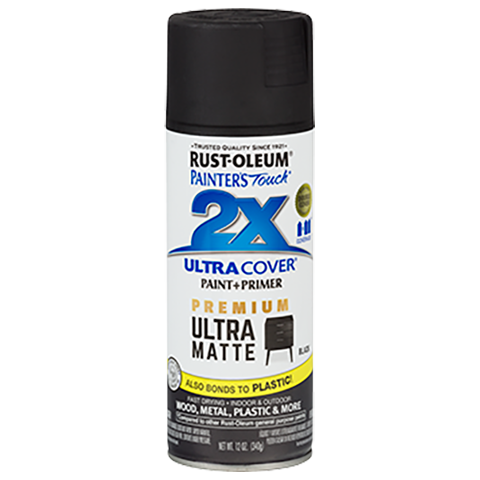 RUST-OLEUM 12 OZ Painter's Touch 2X Ultra Cover Matte Spray Paint - Matte Black BLACK / / MATTE