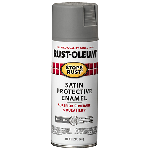 RUST-OLEUM 12 OZ Stops Rust Protective Enamel Spray Paint -Satin Coastal Gray COASTALGRAY