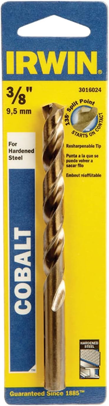 IRWIN INDUSTRIAL TOOL 3/8 X 5 HSS Jobber Length Cobalt Drill Bit 3/8IN