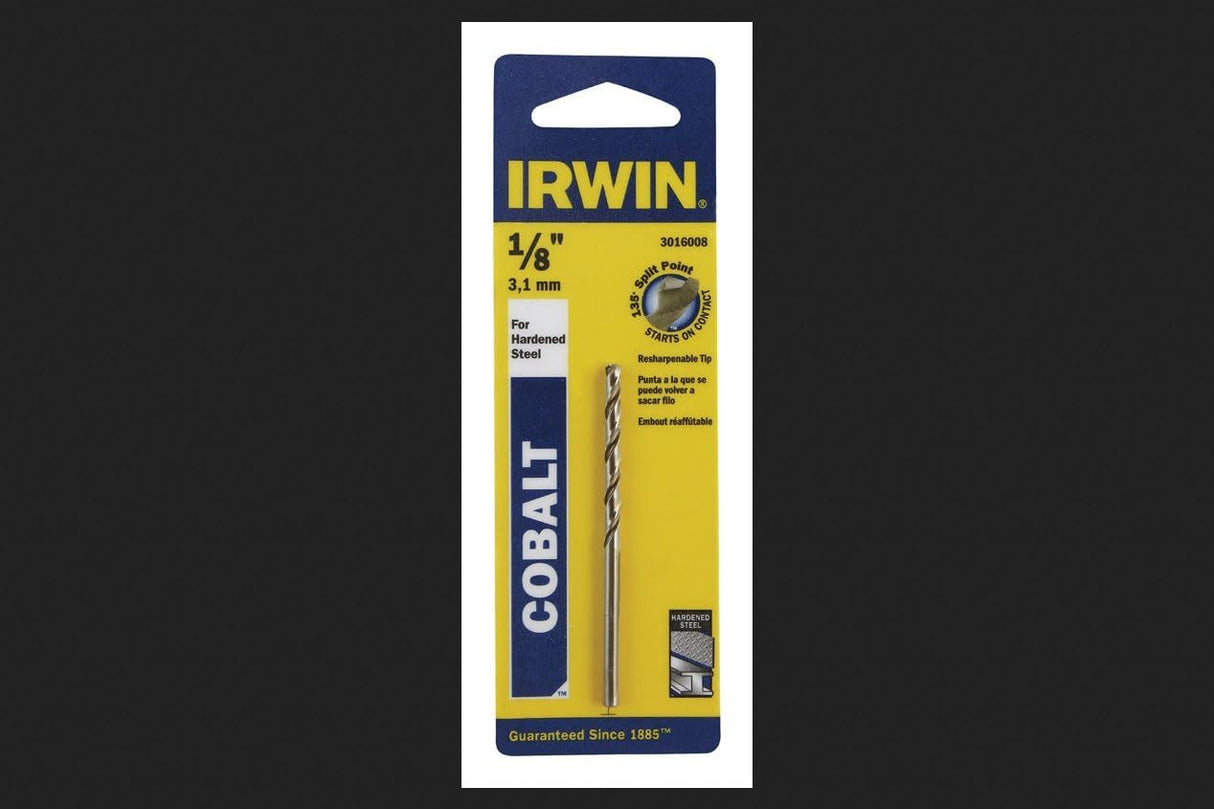 IRWIN INDUSTRIAL TOOL 1/8 X 2-3/4 HSS Jobber Length Cobalt Drill Bit 1/8IN