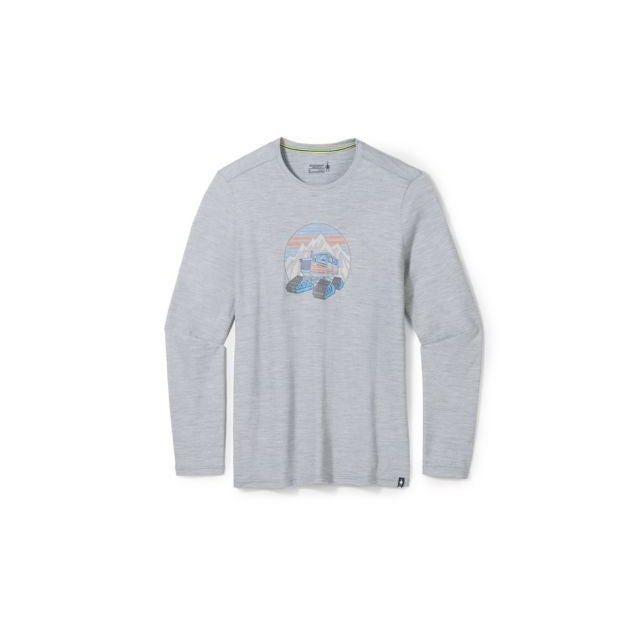 Smartwool Men’s Snowcat Trek Long Sleeve Graphic Tee Light Gray Heather