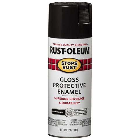RUST-OLEUM 12 OZ Stops Rust Protective Enamel Spray Paint - Gloss Dark Walnut DARK_WALNUT / / GLOSS
