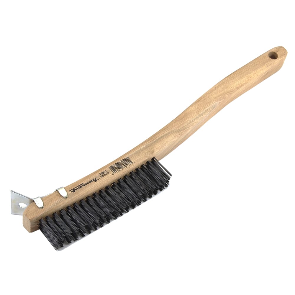 Forney Scratch Brush with Scraper, Carbon, 3 x 19 Rows