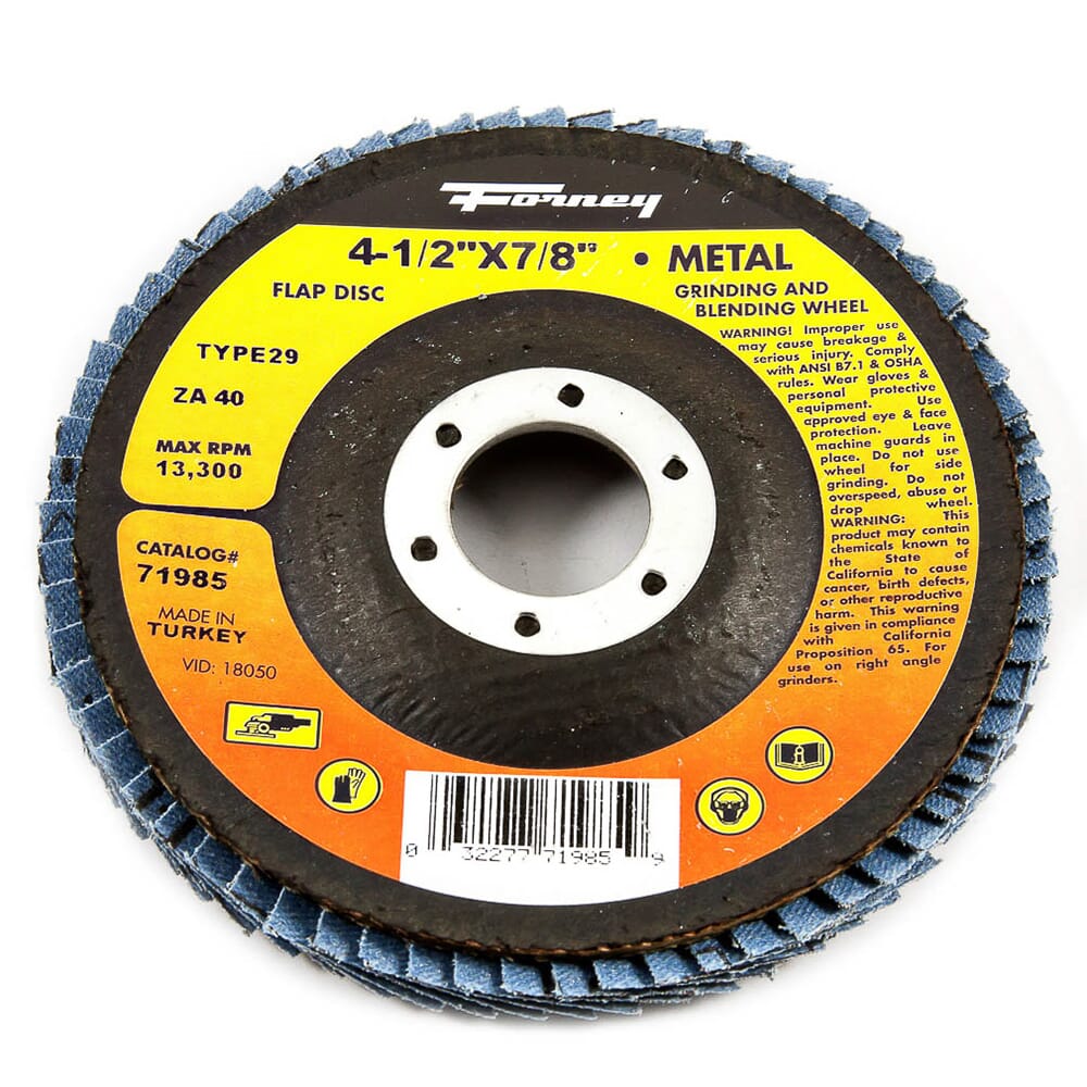 Forney Flap Disc, Type 29, 4-1/2 in x 7/8 in, ZA40 / 40GRIT