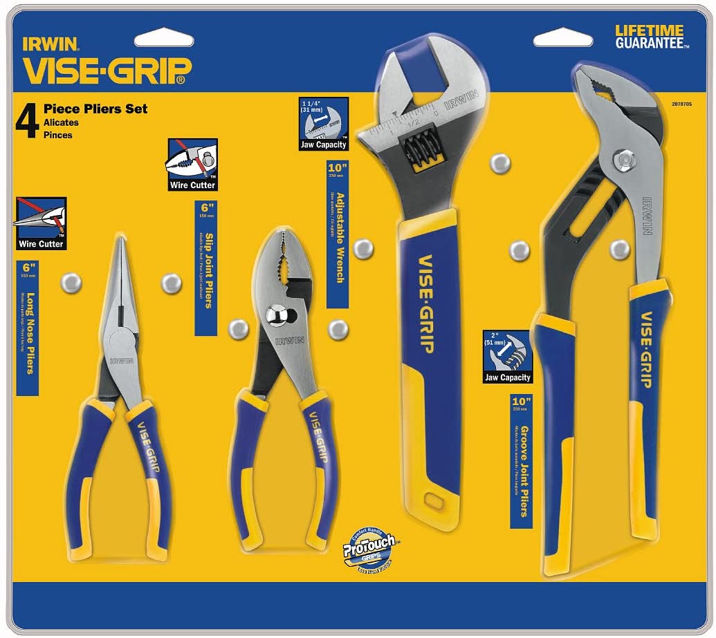 IRWIN INDUSTRIAL TOOL VISE-GRIP 4-Piece Pliers & Wrench Set