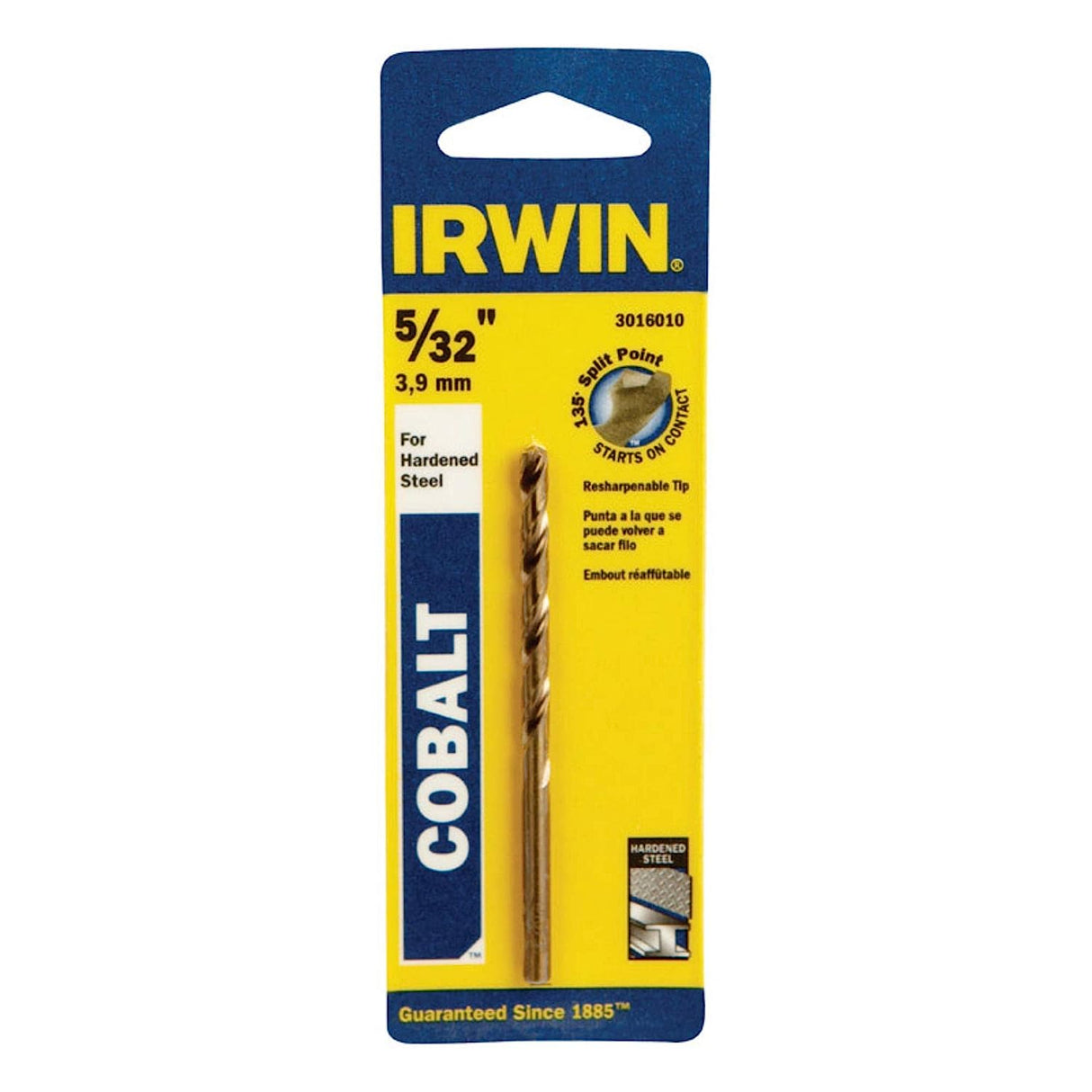 IRWIN INDUSTRIAL TOOL 5/32 X 3-1/8 HSS Jobber Length Cobalt Drill Bit 5/32IN