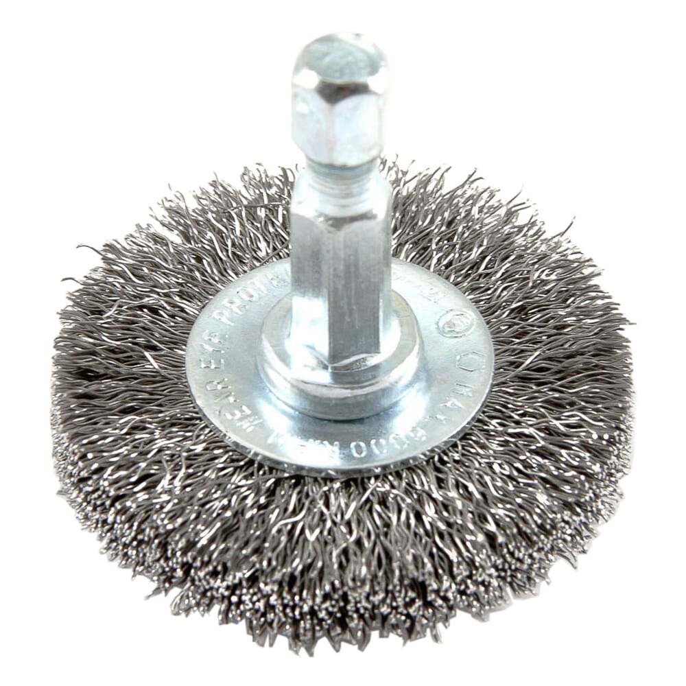 Forney Wire Wheel, Crimped, 1-1/2 in x .008 in x 1/4 in Hex Shank / FINE