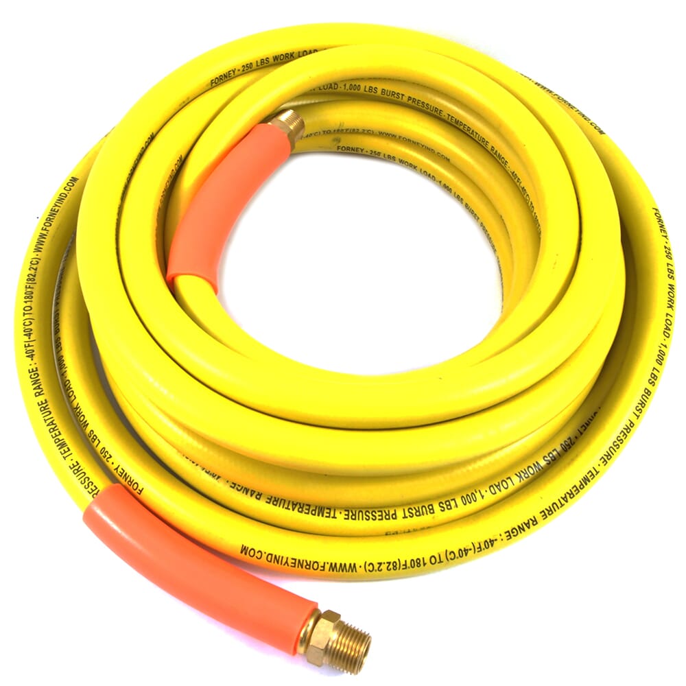 Forney Air Hose, Yellow Rubber, 3/8 in x 25ft