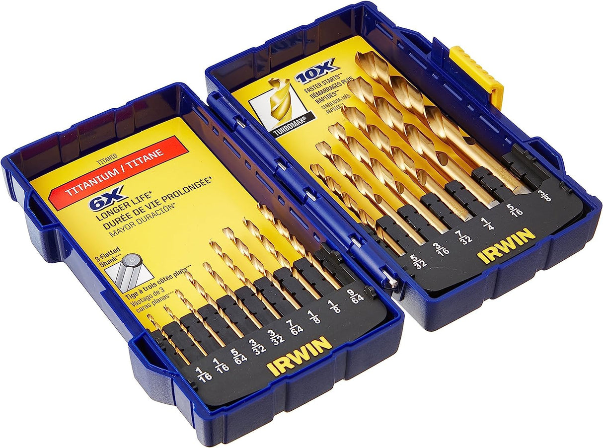 IRWIN INDUSTRIAL TOOL SPEEDBOR 15-Piece Turbo TiN Pro Drill Bit Set