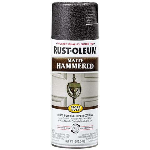 RUST-OLEUM 12 OZ Stops Rust Protective Enamel Spray Paint - Matte Hammered Black BLACK / / MATTE
