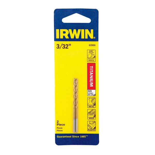 IRWIN INDUSTRIAL TOOL Titanium Nitride Coated HSS Jobber Length Bit 3/32 in.
