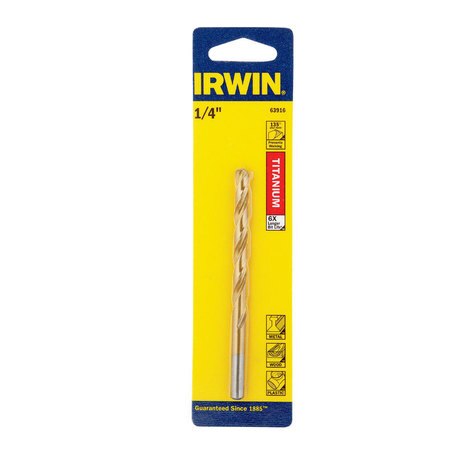 IRWIN INDUSTRIAL TOOL Titanium Nitride Coated HSS Jobber Length Bit 1/4 in.