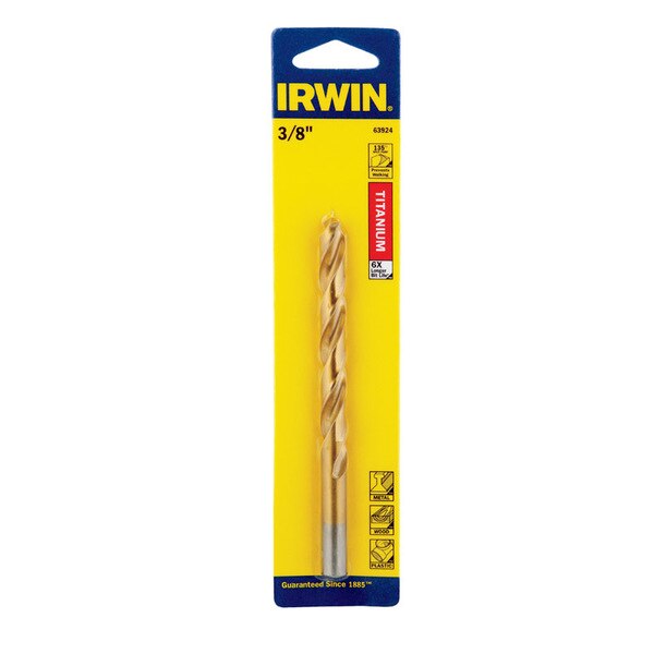IRWIN INDUSTRIAL TOOL Titanium Nitride Coated HSS Jobber Length Bit 3/8 in.