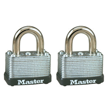 Master Lock Laminated Steel Warded Padlock, 1-1/2in Wide, 2 pack STEEL