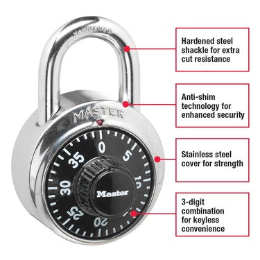 Master Lock Combination Lock, 1-7/8in