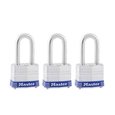 Master Lock Laminated Padlock, 1-9/16in, 1-1/2in Shackle, 3 pack