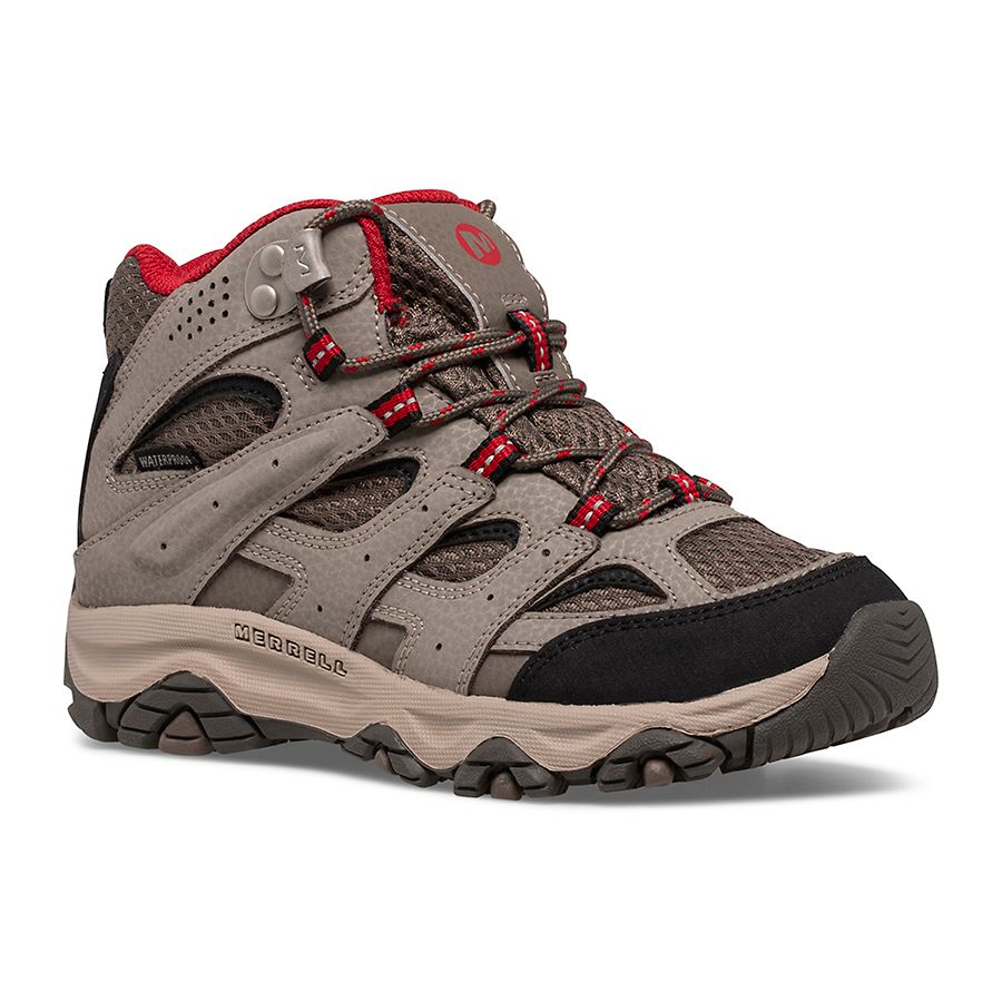 MERRELL Kid's Moab 3 Mid Waterproof Boot BOULDER/RED / / M