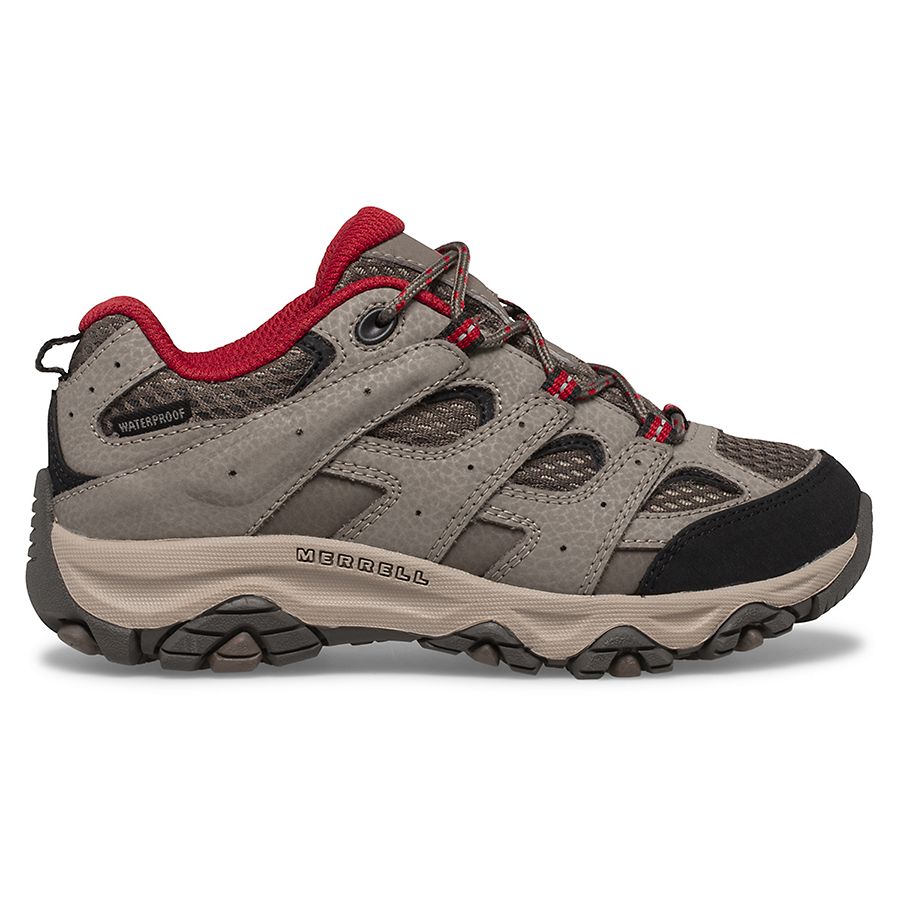 MERRELL Kid's Moab 3 Low Lace Waterproof Sneaker BOULDER/RED / / M