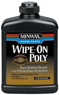 Minwax Water-Based Wipe-On Polyurethane Finish PINT - SATIN - CLEAR PT