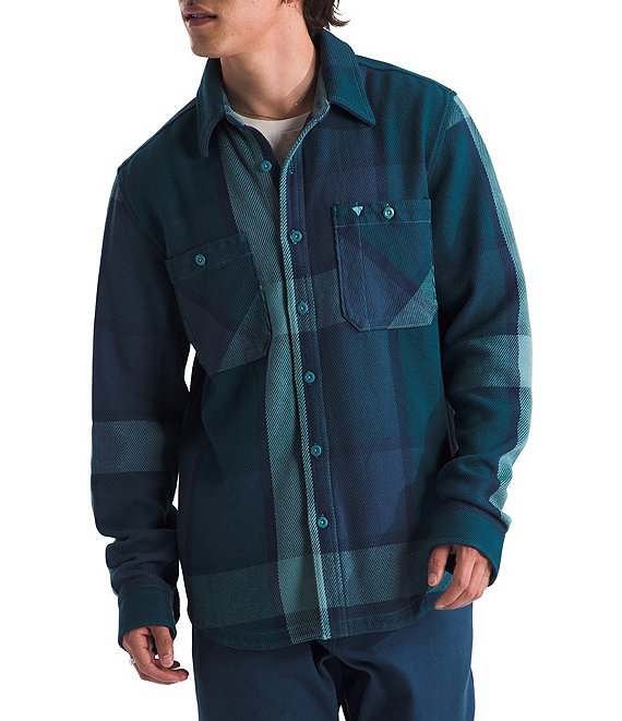 The North Face Men's Valley Twill Flannel Shirt - Algae Blue Macro Plaid Algae Blue Macro Plaid