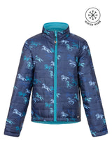 Kerrits Equestrian Apparel Kids Pony Tracks Reversible Quilted Jacket - Ink Run Free / Peacock Ink Run Free / Peacock