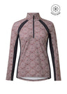 Kerrits Equestrian Apparel Rail Side Quarter Zip Fleece Tech Long Sleeve Top - Print Sangria Starlight