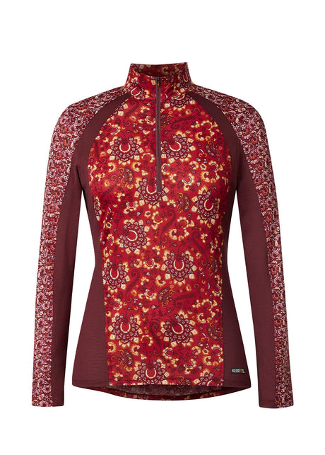 Kerrits Women's Always Cool Ice Fil Long Sleeve Shirt - Print Ruby lucky paisley