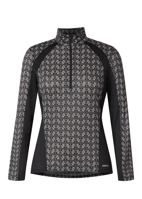 Kerrits Women's Always Cool Ice Fil Long Sleeve Shirt - Print Black iron bouquet