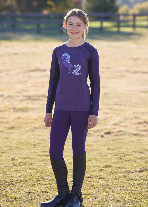 Kerrits Equestrian Apparel Kids Free Frolic Base Layer Top - Huckleberry Huckleberry