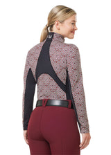 Kerrits Equestrian Apparel Rail Side Quarter Zip Fleece Tech Long Sleeve Top - Print Sangria Starlight