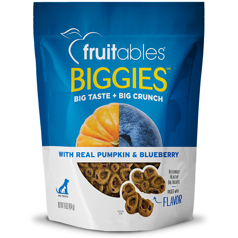 Fruitables Biggies Dog Treats - Pumpkin & Blueberry - 16oz Pumpkin & Blueberry