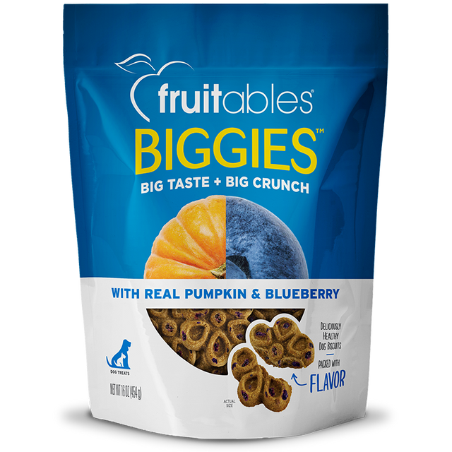 Fruitables Biggies Dog Treats - Pumpkin & Blueberry - 16oz Pumpkin & Blueberry