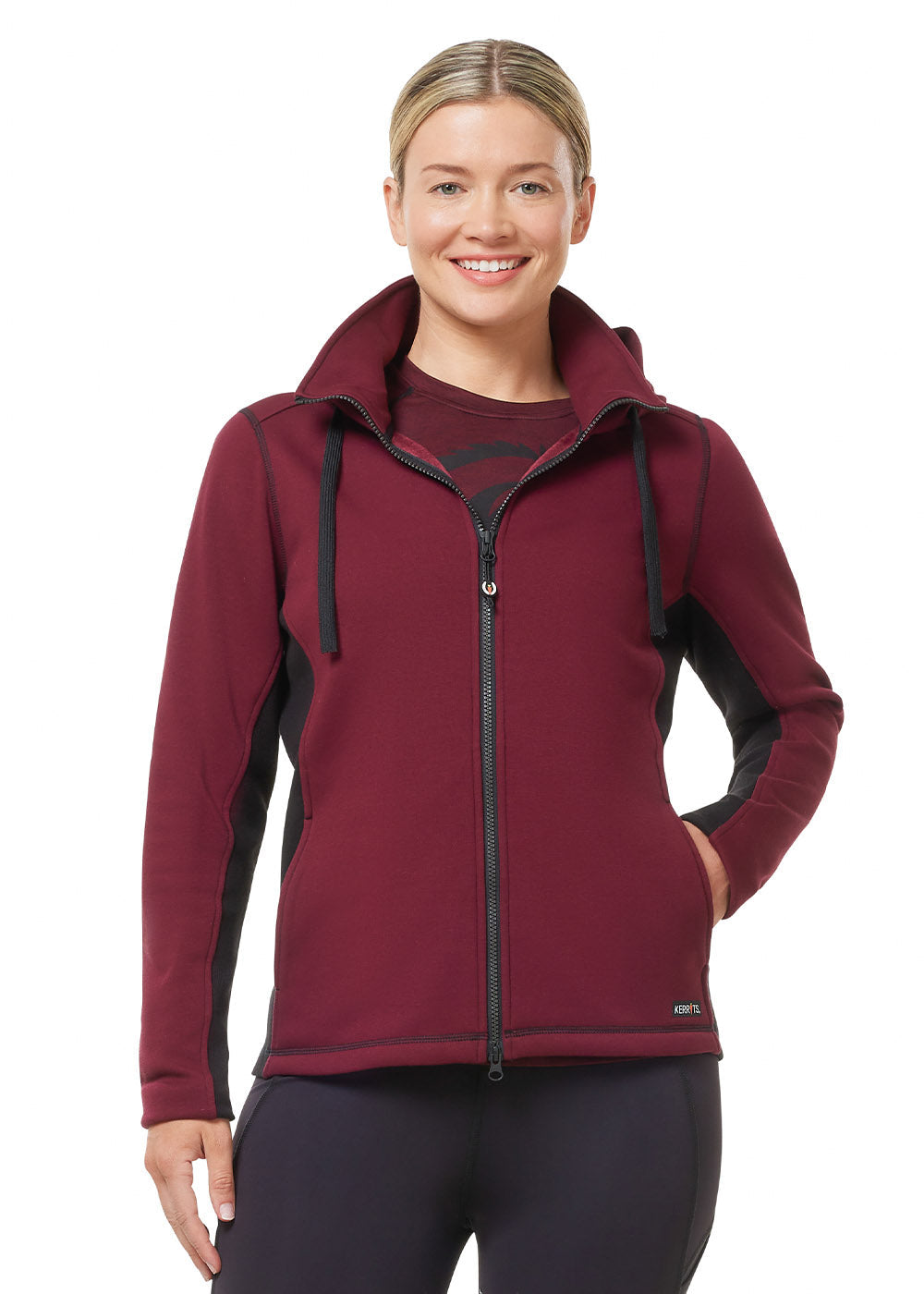 Kerrits Equestrian Apparel Double Take Full Zip Fleece Hoodie - Sangria Sangria