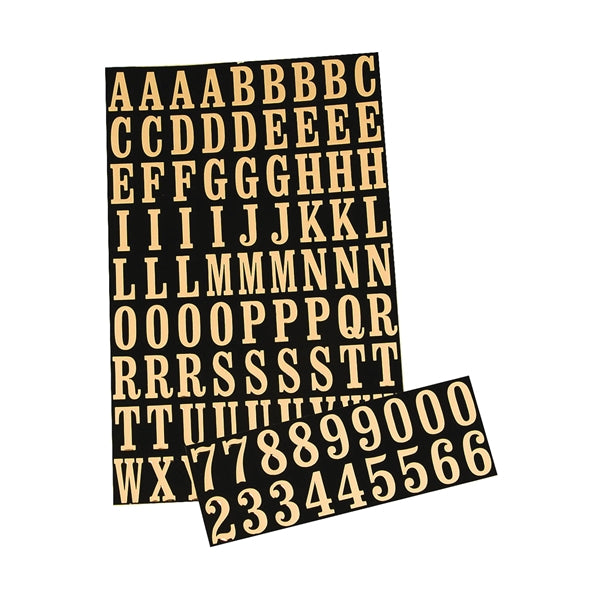 Hy-Ko Packaged Number and Letter Set Black/gold / 1IN