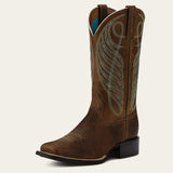 Ariat Women's Round Up Wide Square Toe Western Boot - Powder Brown