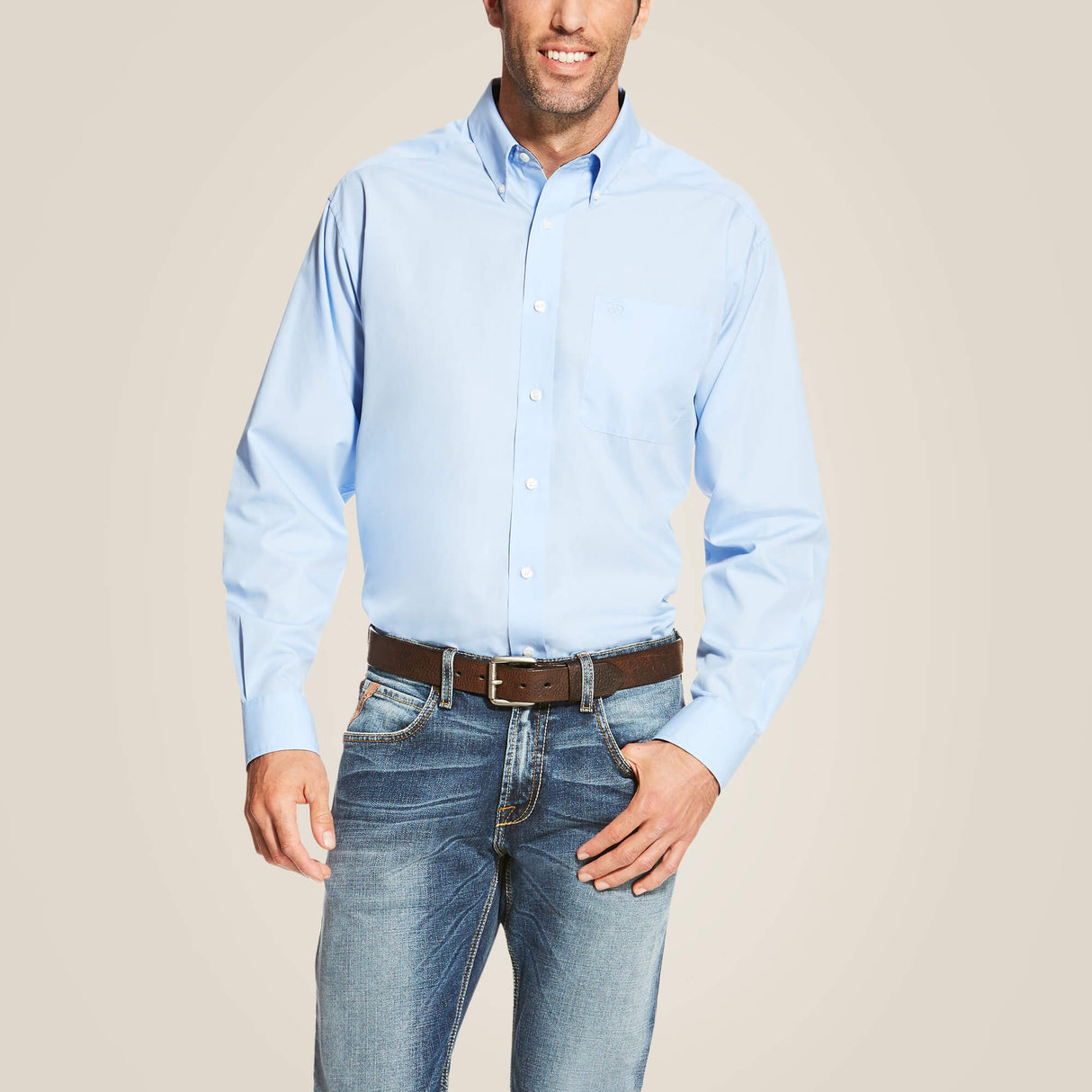 Ariat Men's Wrinkle Free Solid Shirt Light blue