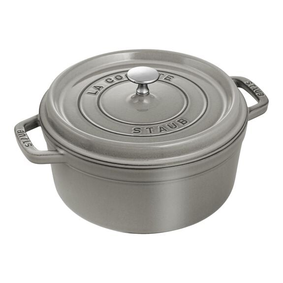 Staub 4 Qt Round Cocotte Graphite Grey