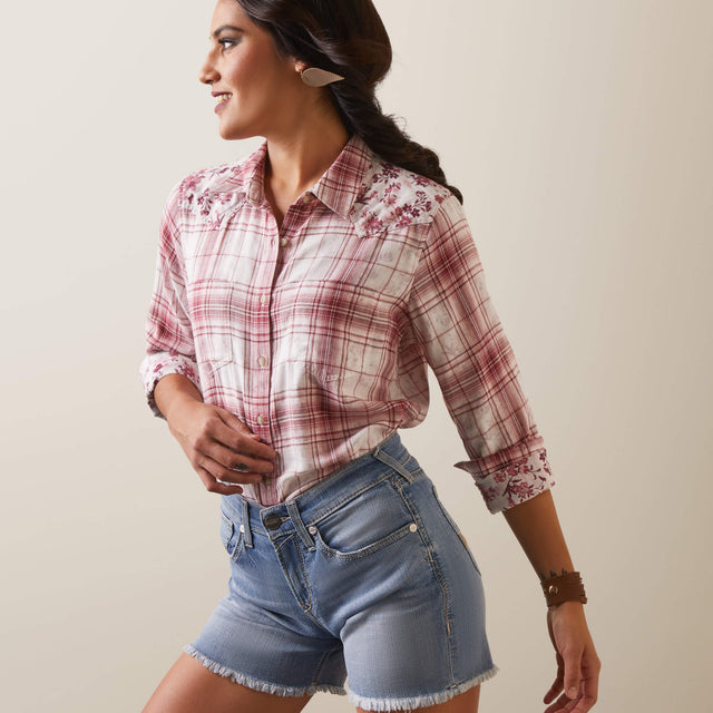 Ariat Women's Real Billie Jean Shirt Willa plaid floral